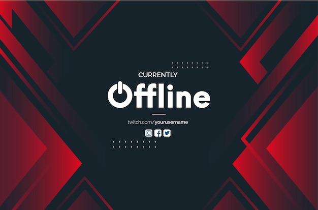 Fundo de banner Twitch offline moderno com formas vermelhas abstratas