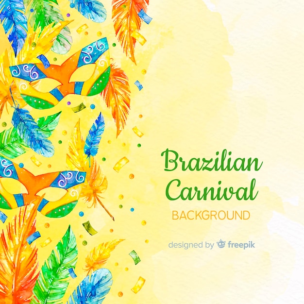 Vetor grátis fundo de carnaval brasileiro em aquarela