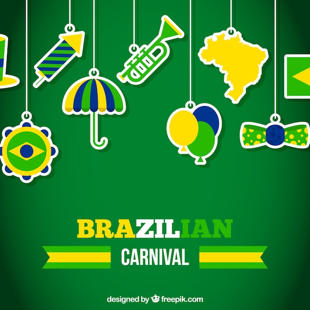 Vetor grátis fundo de carnaval brasileiro plano