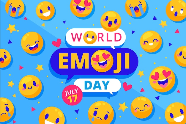 Vetor grátis fundo de dia emoji mundo plano com emoticons