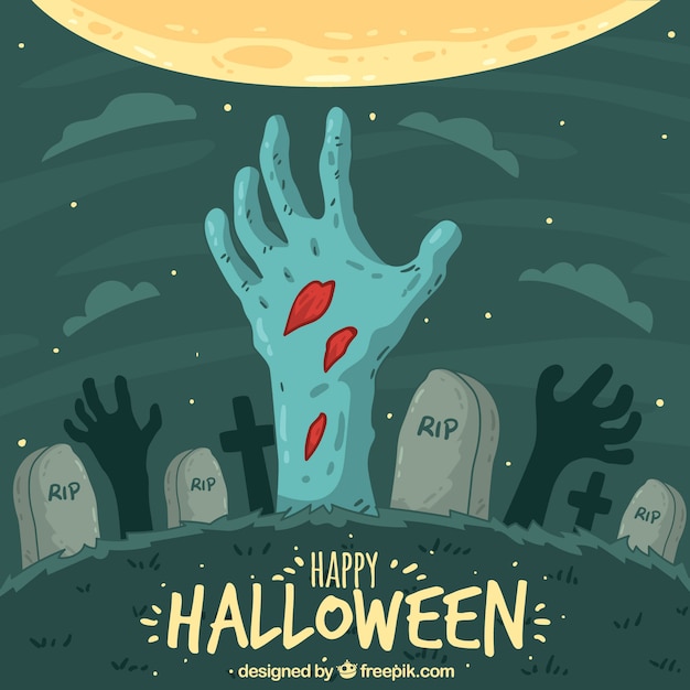 Vetor grátis fundo de halloween com design zombi