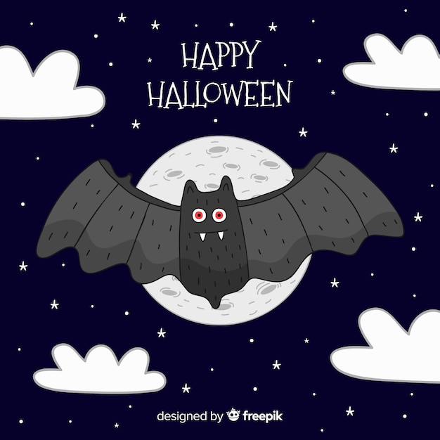 Vetor grátis fundo de morcego halloween na mão desenhada estilo