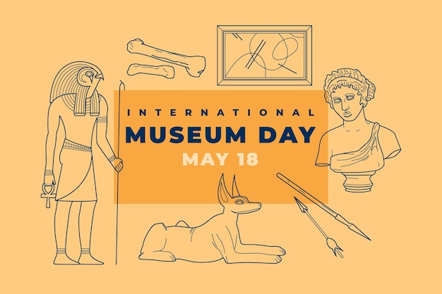 Vetor grátis fundo desenhado à mão para o dia internacional do museu