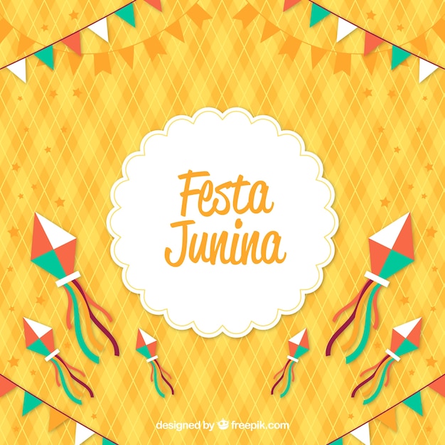 Vetor grátis fundo festa junina com elementos coloridos