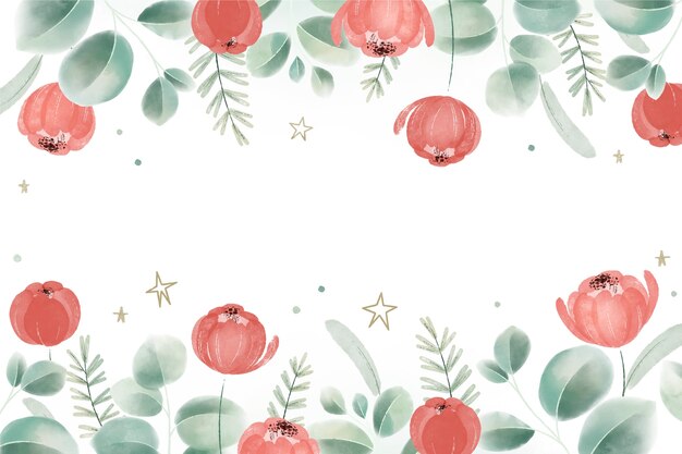 Fundo floral em aquarela de natal