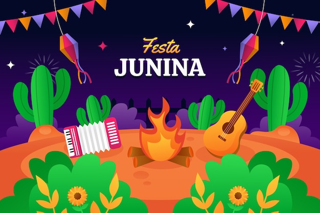 Vetor grátis fundo gradiente para celebrações de festas juninas brasileiras