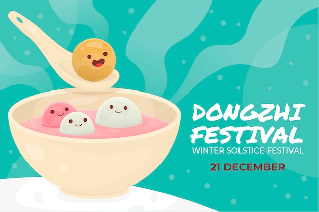 Vetor grátis fundo plano do festival dongzhi desenhado à mão