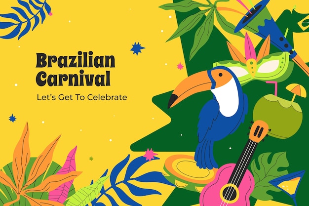 Vetor grátis fundo plano para a celebração do carnaval brasileiro