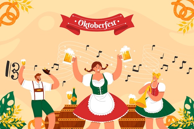 Vetor grátis fundo plano para celebração da oktoberfest