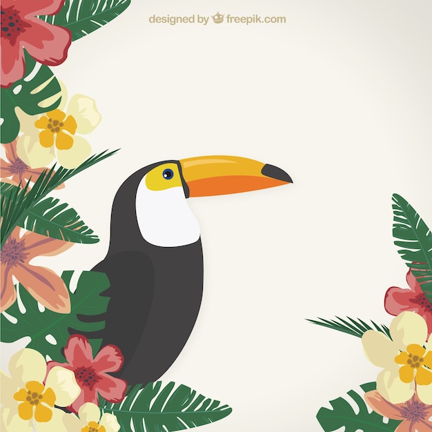 Vetor grátis fundo tropical com um toucan