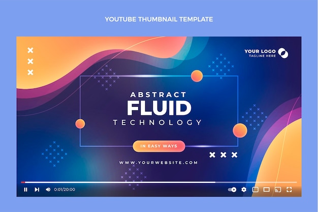 Vetor grátis gradient abstract fluid technology youtube thumbnail