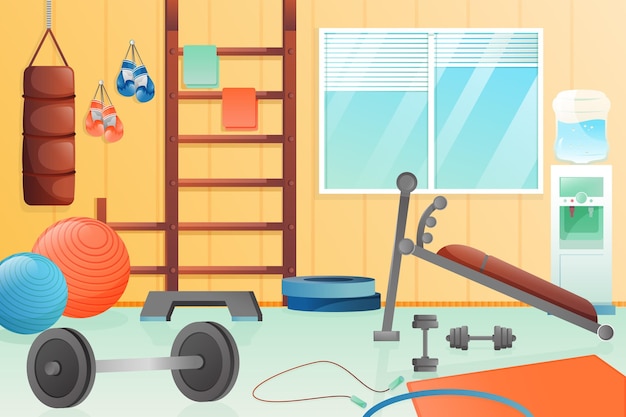 Vetor grátis gradiente home gym ilustrado