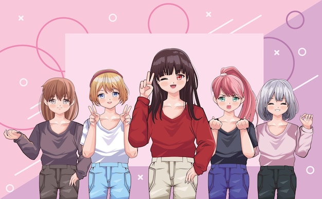 Grupo de meninas estilo anime