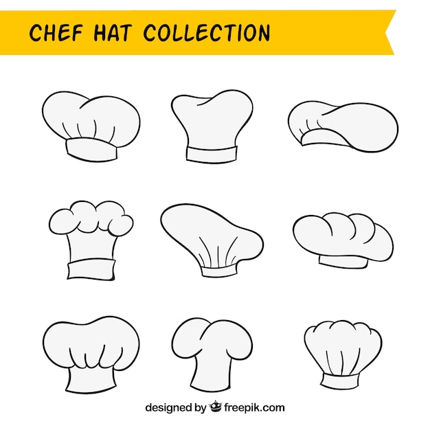 Vetor grátis hand-drawn chef hat pack