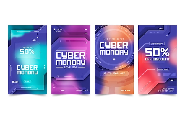 Vetor grátis histórias do instagram de cyber monday