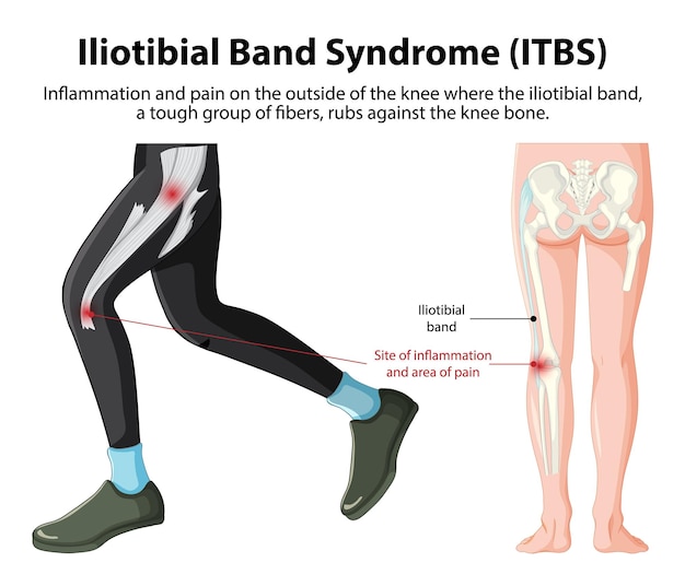 Vetor grátis ilustração da síndrome da banda iliotibial