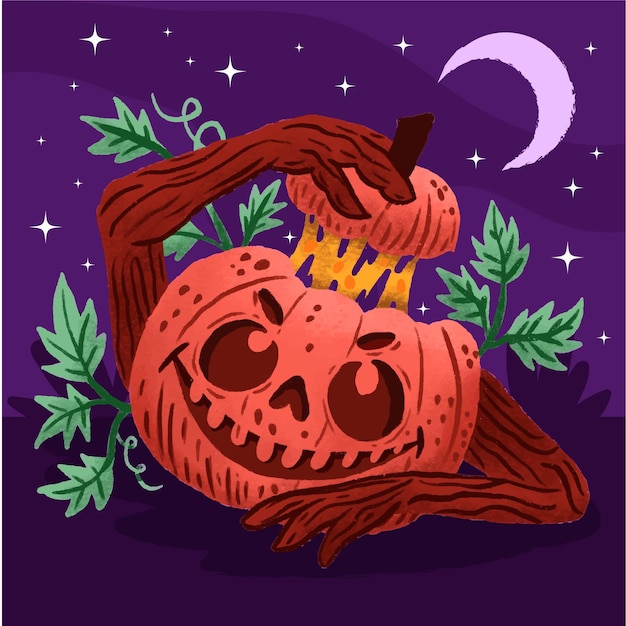 Ilustração de abóbora de halloween desenhada à mão