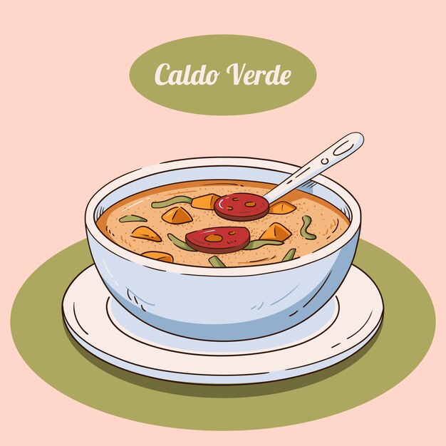 Ilustração de caldo verde de design plano