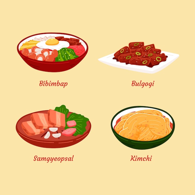 Vetor grátis ilustração de comida coreana desenhada à mão