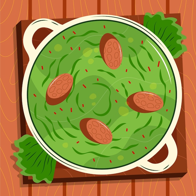 Vetor grátis ilustração de comida de caldo verde desenhada à mão