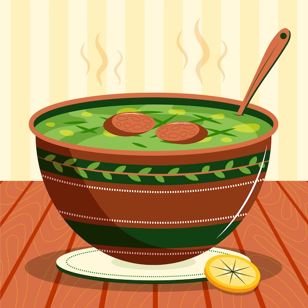 Vetor grátis ilustração de comida de caldo verde desenhada à mão