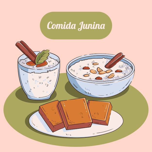 Vetor grátis ilustração de comida junina desenhada a mão