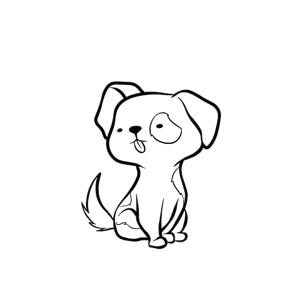 Ilustração de contorno de cachorro desenhado à mão