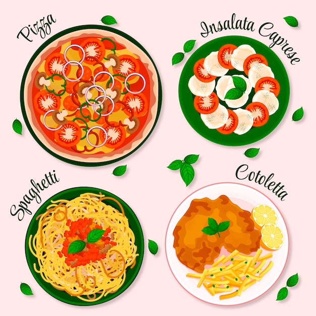 Vetor grátis ilustração de cozinha italiana desenhada à mão