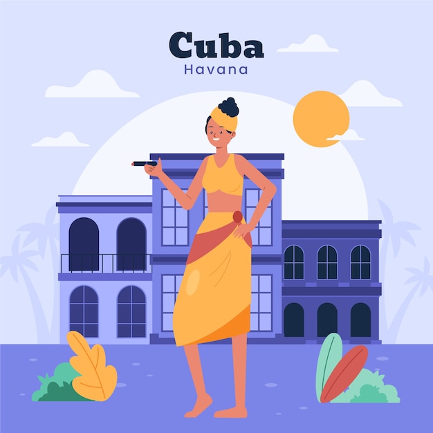 Vetor grátis ilustração de cuba de design plano