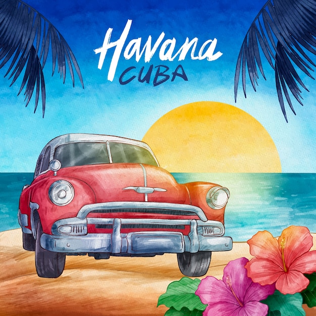 Ilustração de cuba em aquarela