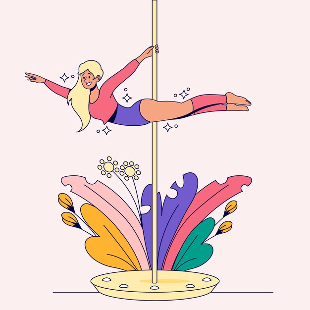 Ilustração de dança do poste desenhada à mão