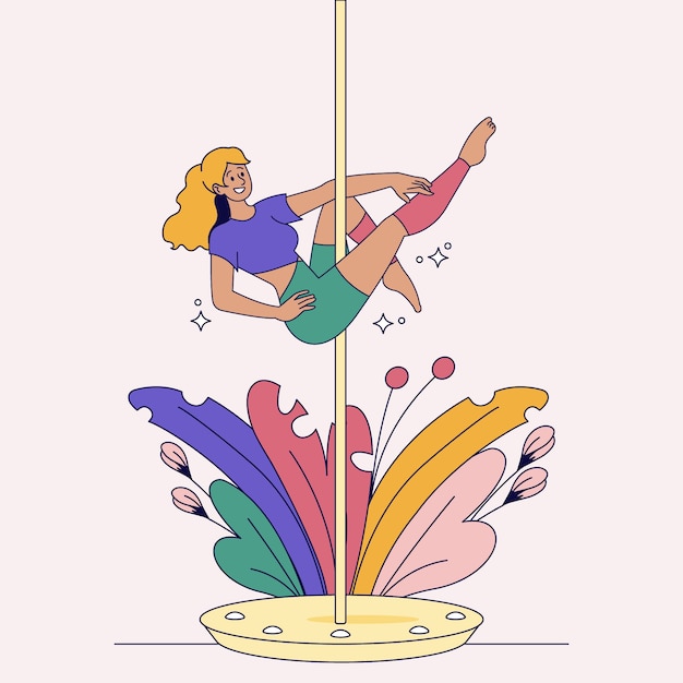 Ilustração de dança do poste desenhada à mão