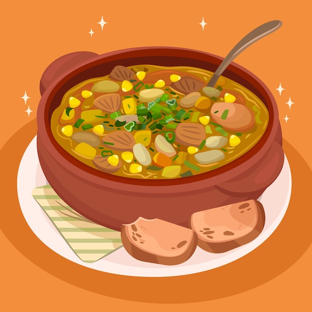 Ilustração de deliciosa locro desenhada à mão