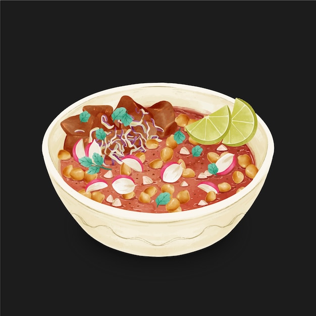 Vetor grátis ilustração de deliciosa pozole desenhada à mão