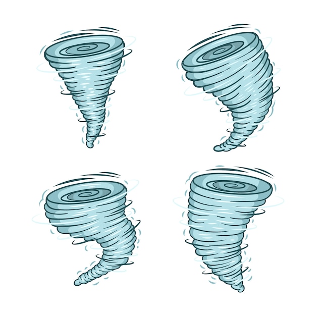 Vetor grátis ilustração de desenho animado de tornado desenhada à mão