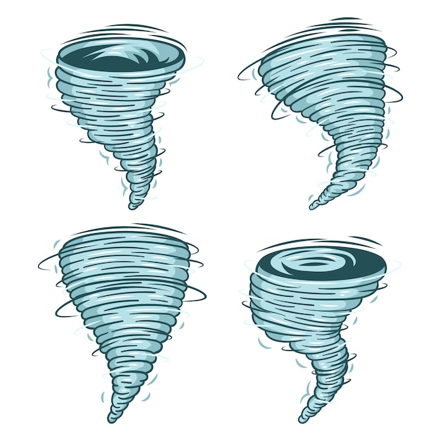 Vetor grátis ilustração de desenho animado de tornado desenhada à mão