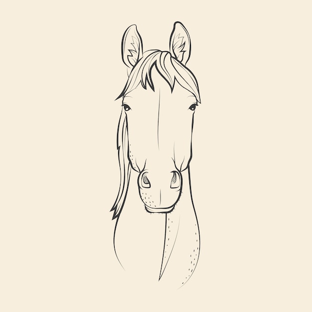 Ilustração de desenho de cabeça de cavalo desenhada à mão