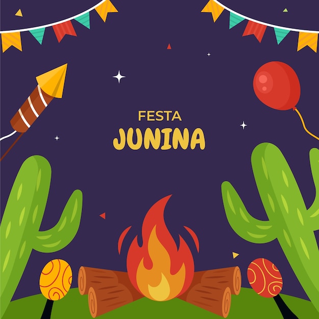 Vetor grátis ilustração de festas juninas planas desenhadas à mão