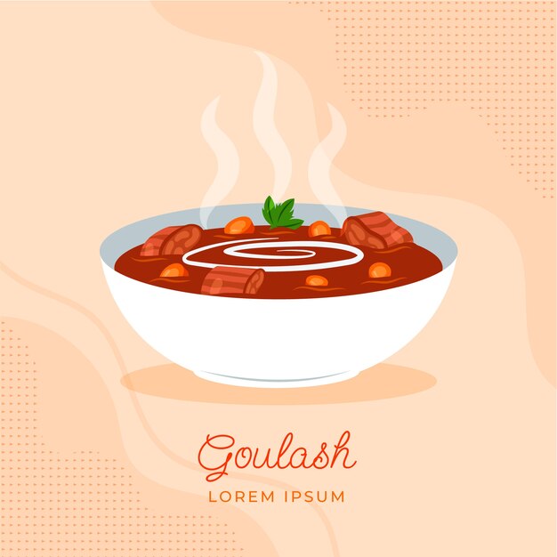 Ilustração de goulash deliciosa desenhada à mão