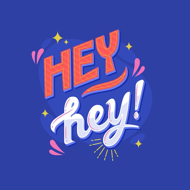 Ilustração de letras hey design plano