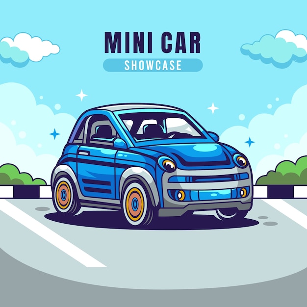 Ilustração de mini carro desenhada à mão