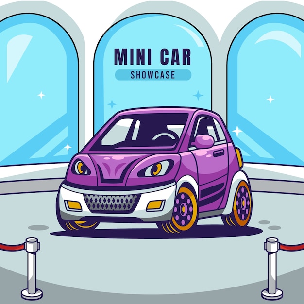 Ilustração de mini carro desenhada à mão