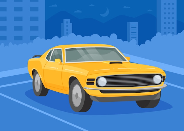 Ilustração de muscle car de design plano