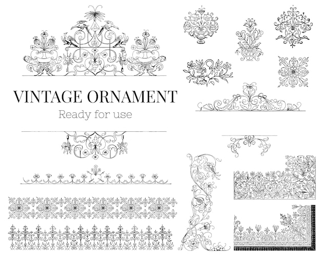 Vetor grátis ilustração de ornamento vintage floreio