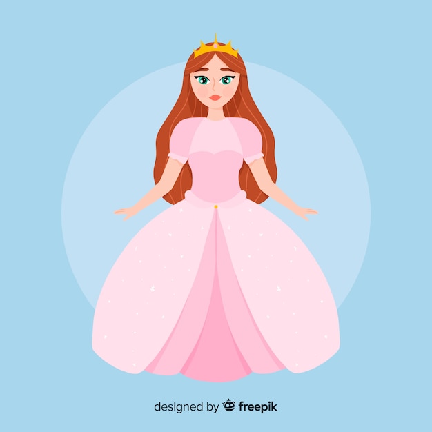 Ilustração de princesa de cor pastel plana