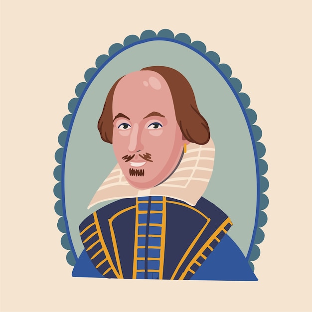 Vetor grátis ilustração de shakespeare de design plano desenhado à mão