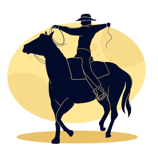 Vetor grátis ilustração de silhueta de cowboy design plano