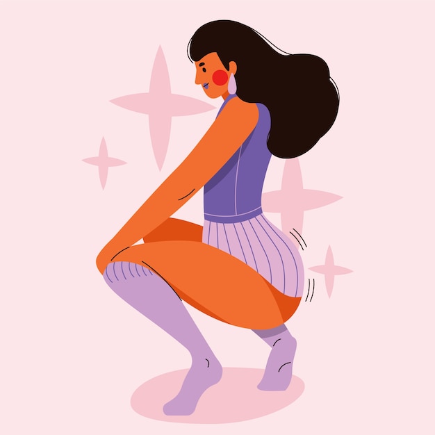 Vetor grátis ilustração de twerk plano desenhado à mão de dança