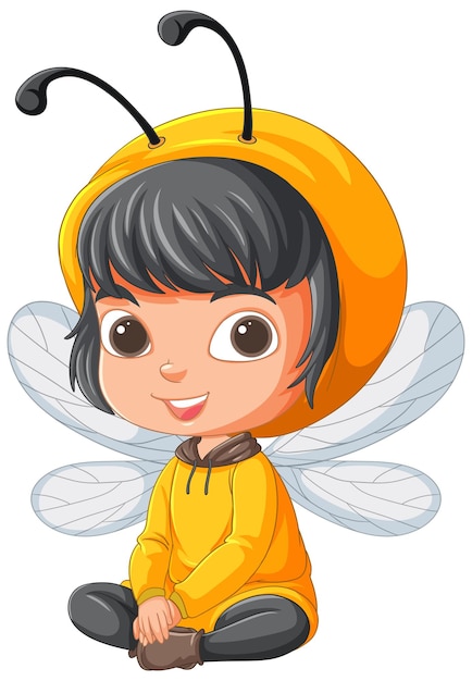 Vetor grátis ilustração de uma criança alegre disfarçada de abelha