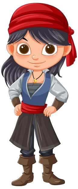 Vetor grátis ilustração de uma jovem pirata aventureira